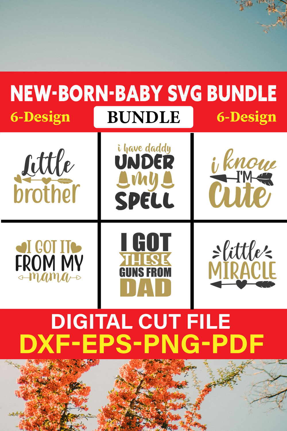 New-Born-Baby T-shirt Design Bundle Vol-2 pinterest preview image.