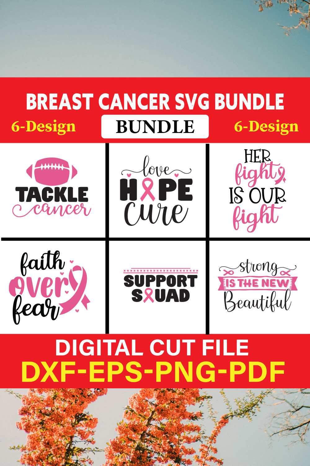 Breast Cancer SVG Bundle, Cancer SVG, Cancer Awareness, Vol-05 pinterest preview image.