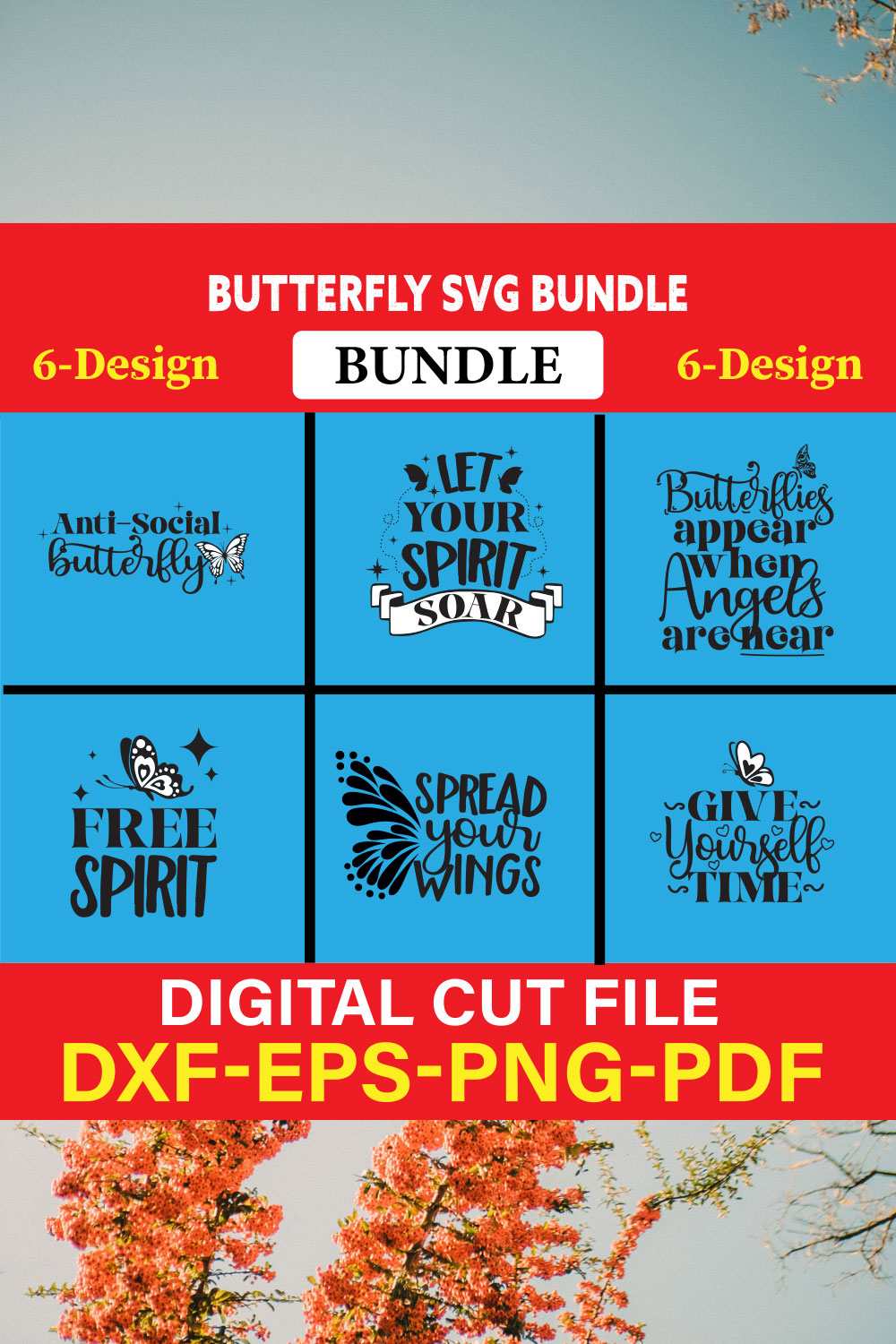 Butterfly T-shirt Design Bundle Vol-1 pinterest preview image.