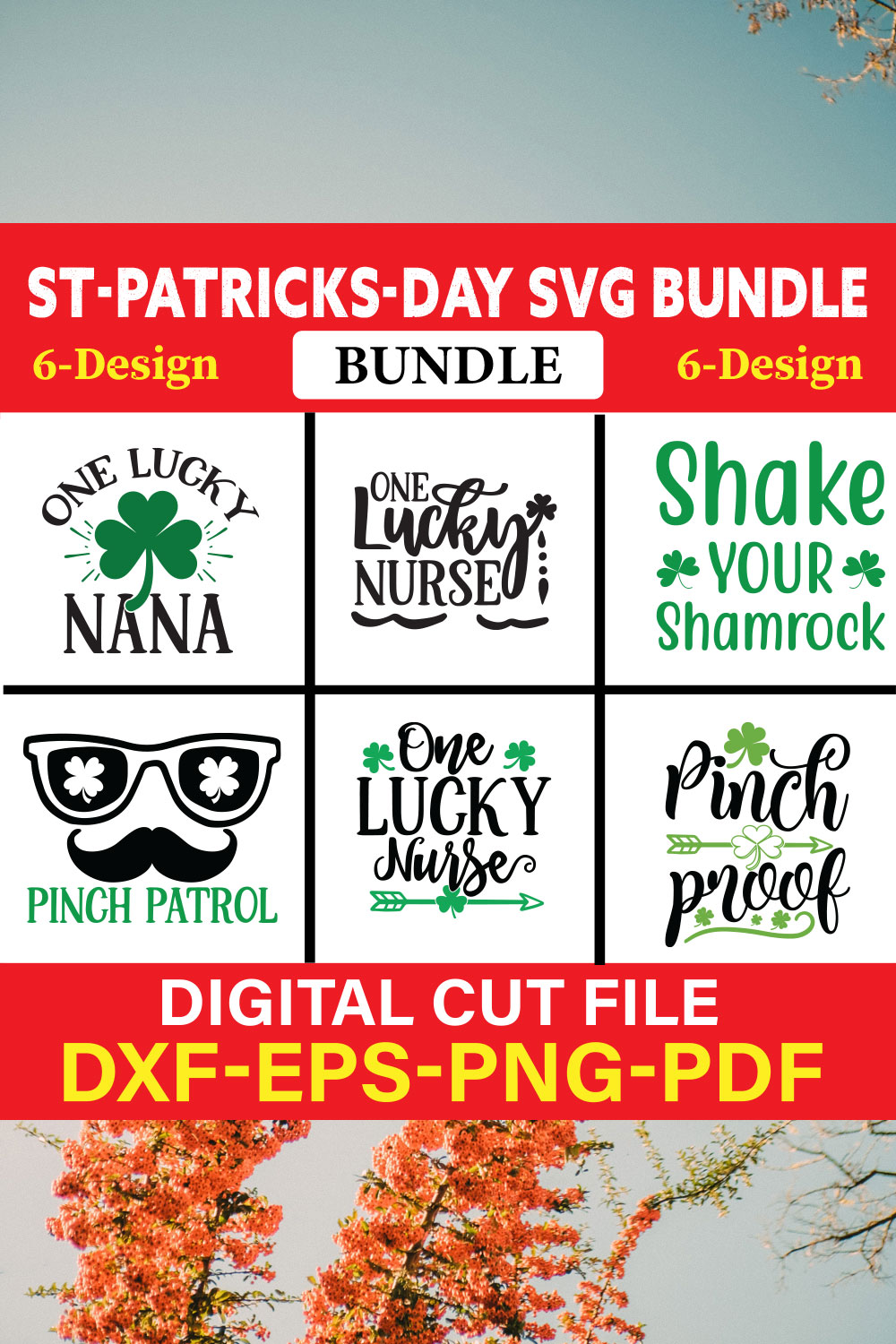 St-Patricks Day T-shirt Design Bundle Vol-9 pinterest preview image.