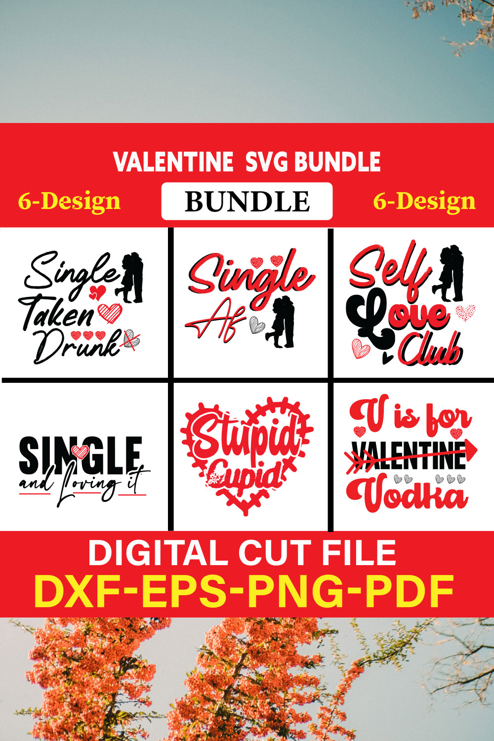 Valentine T-shirt Design Bundle Vol-3 pinterest preview image.