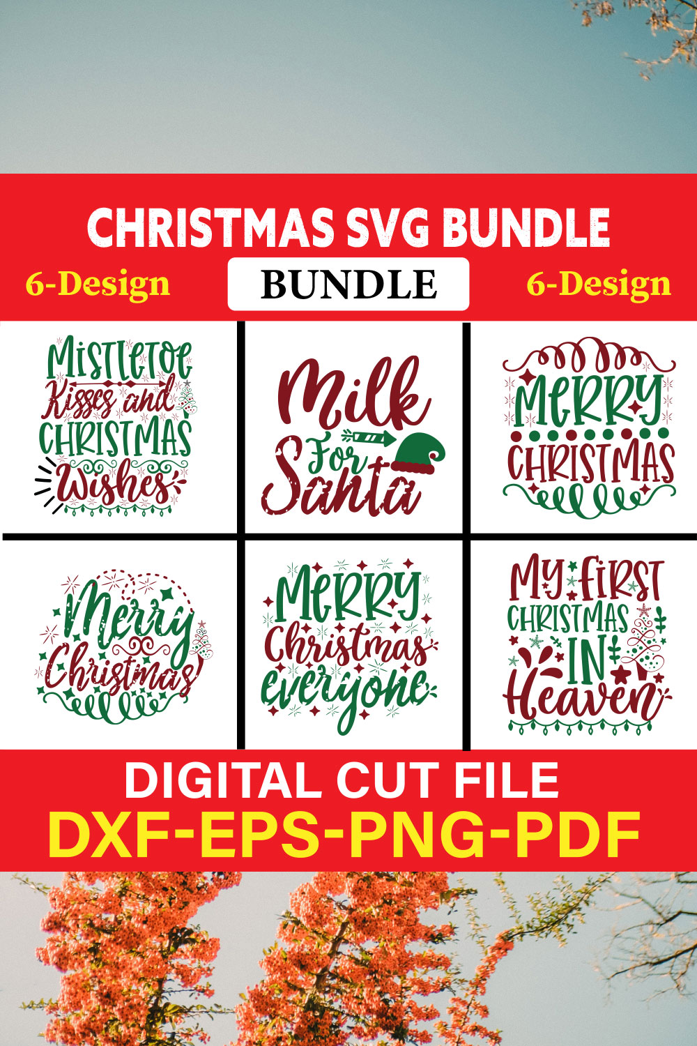 Christmas T-shirt Design Bundle Vol-36 pinterest preview image.