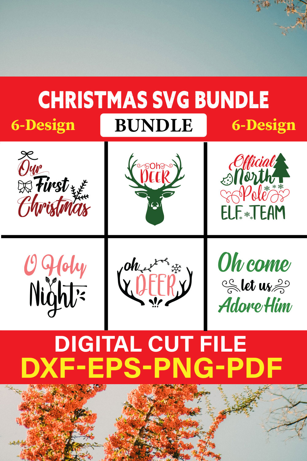 Christmas T-shirt Design Bundle Vol-49 pinterest preview image.