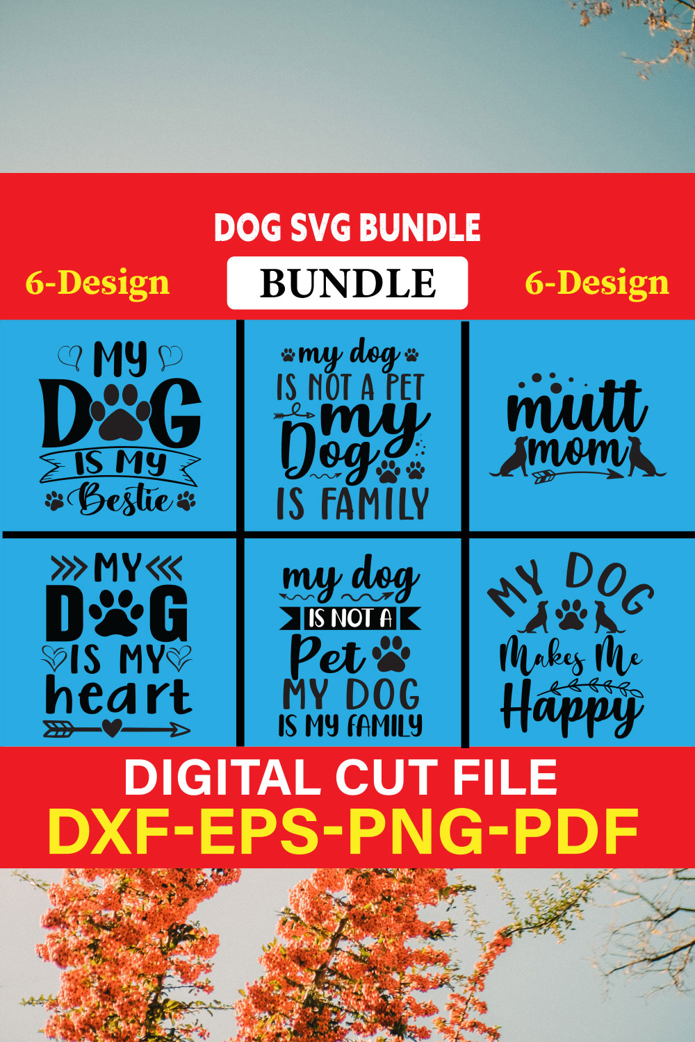 Dog T-shirt Design Bundle Vol-8 pinterest preview image.