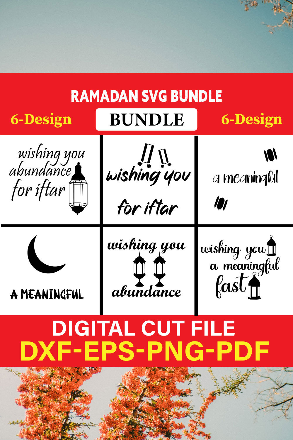 Ramadan T-shirt Design Bundle Vol-4 pinterest preview image.