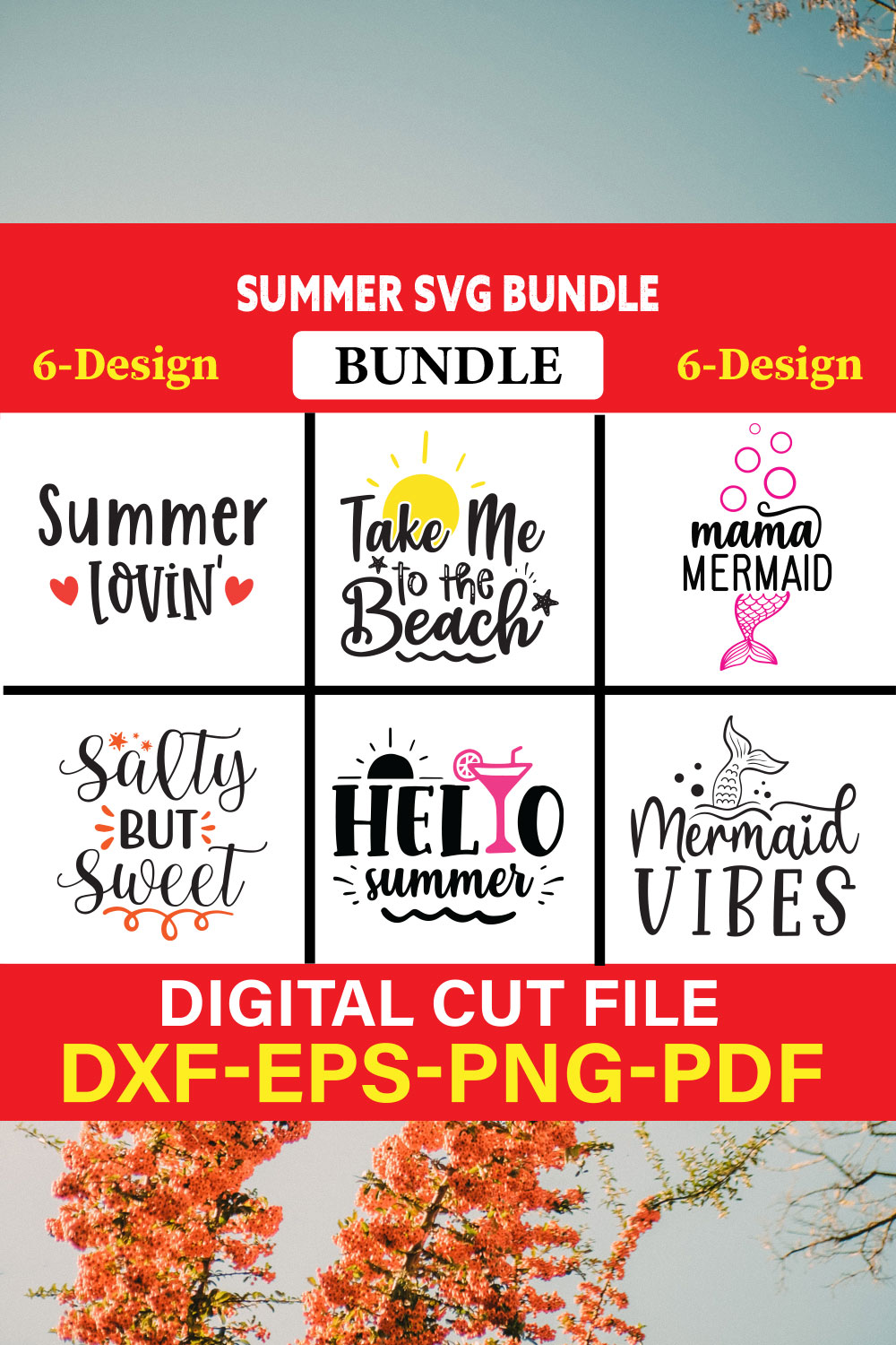 Summer T-shirt Design Bundle Vol-2 pinterest preview image.