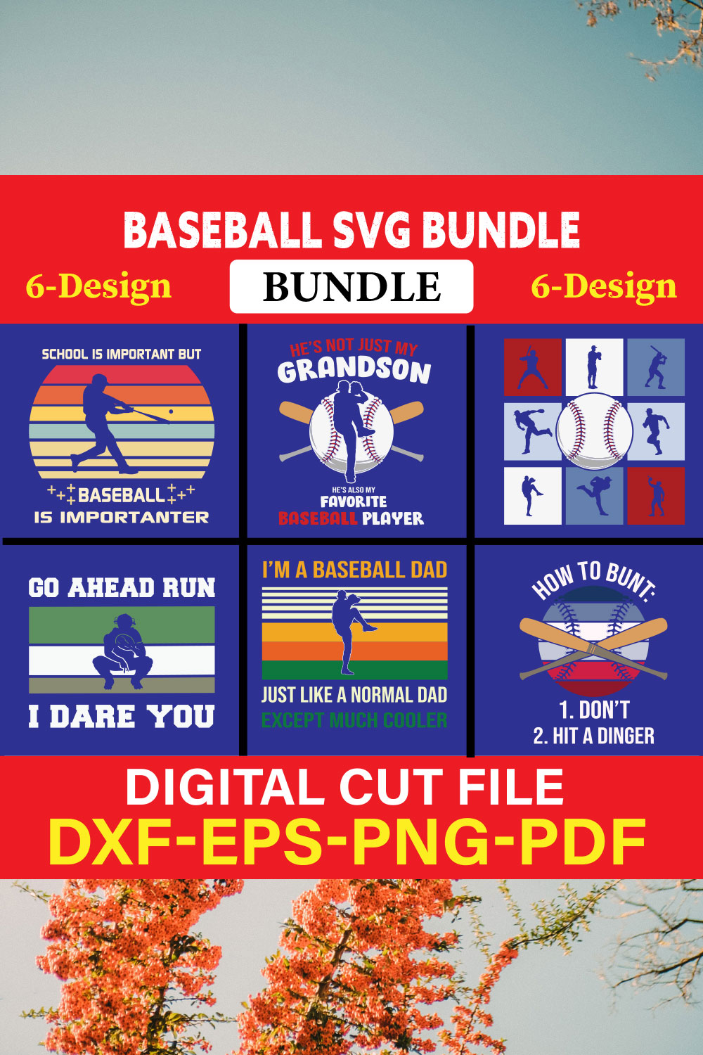 Baseball T-shirt Design Bundle Vol-11 pinterest preview image.