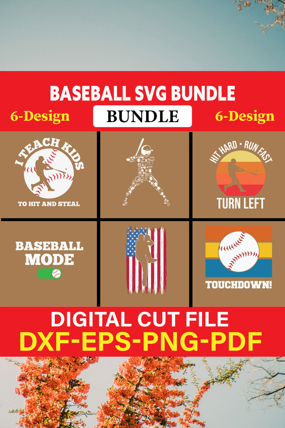 Baseball T-shirt Design Bundle Vol-8 pinterest preview image.