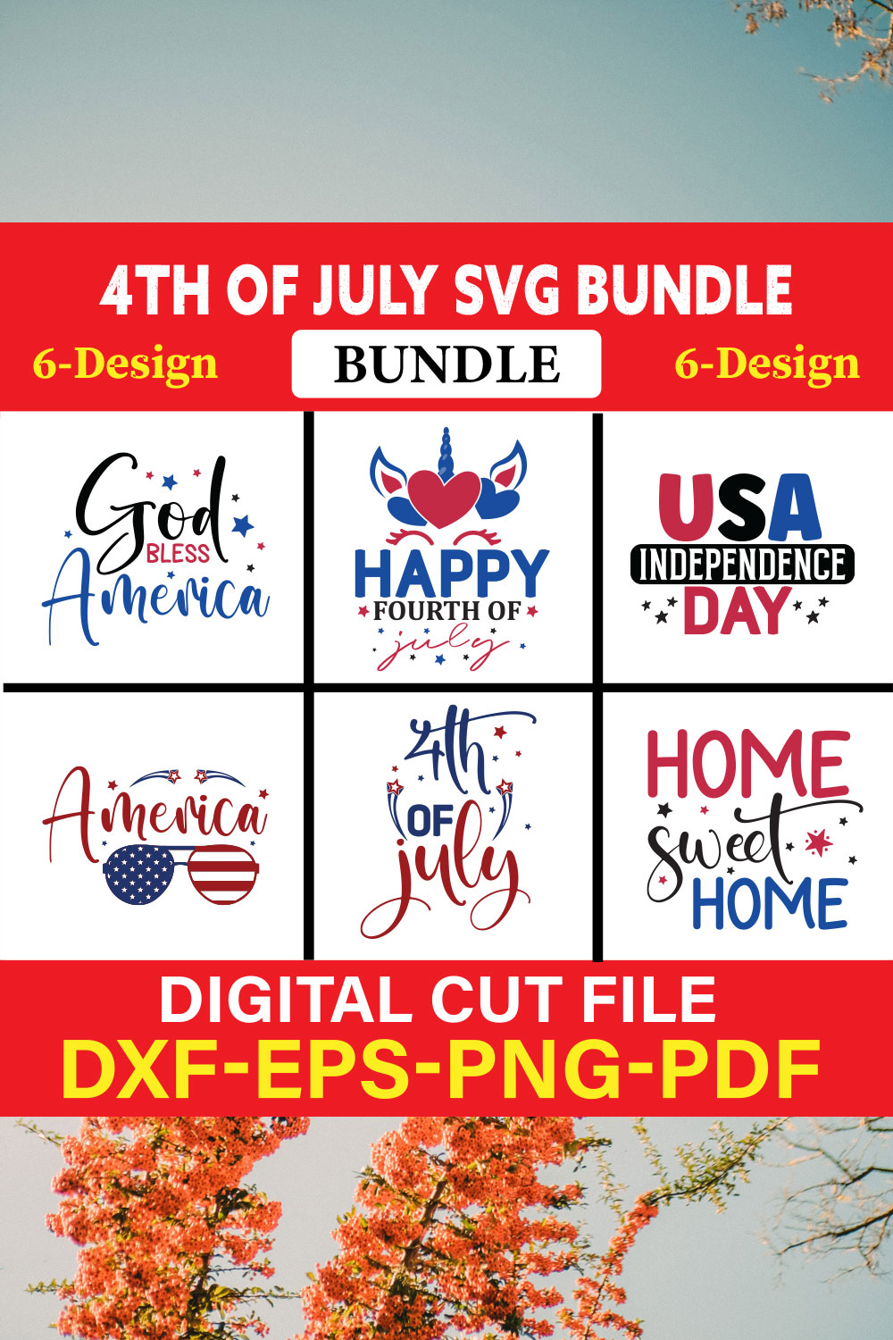 4th Of July T-shirt Design Bundle Vol-9 pinterest preview image.