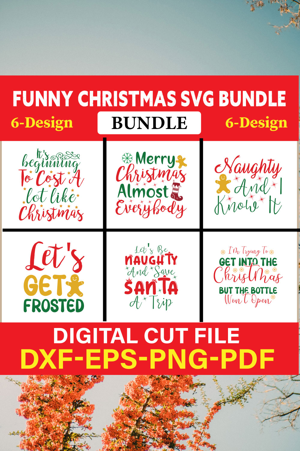 Christmas SVG Bundle / Funny Christmas SVG / Cut File Vol-02 pinterest preview image.