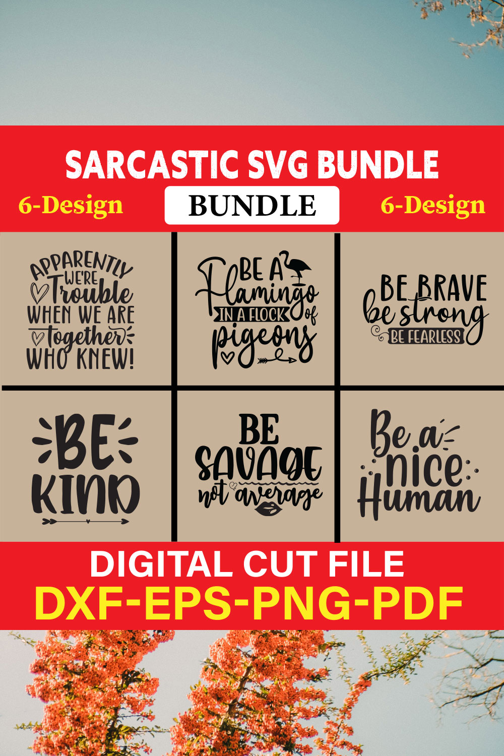 Sarcastic T-shirt Design Bundle Vol-1 pinterest preview image.