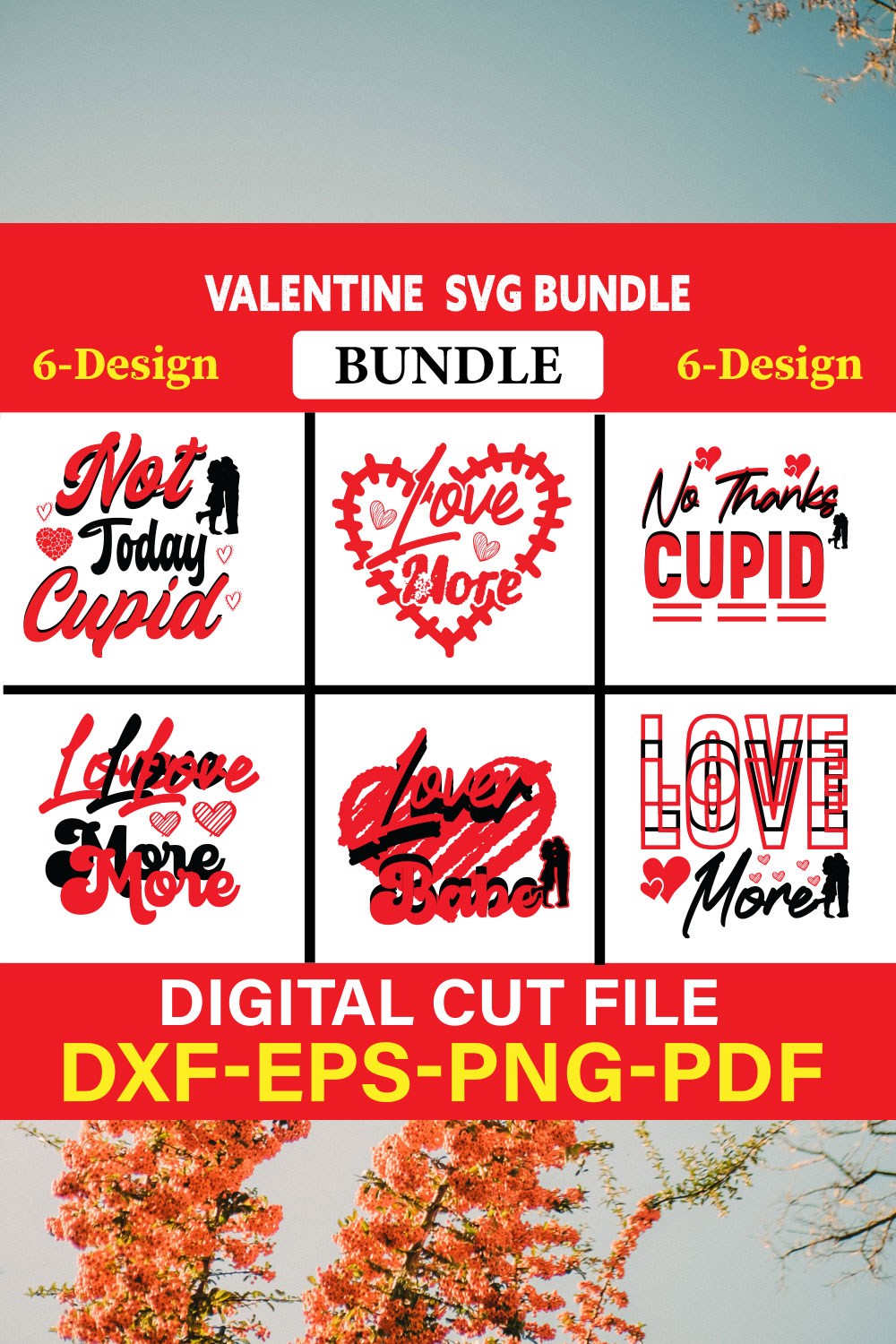 Valentine T-shirt Design Bundle Vol-2 pinterest preview image.