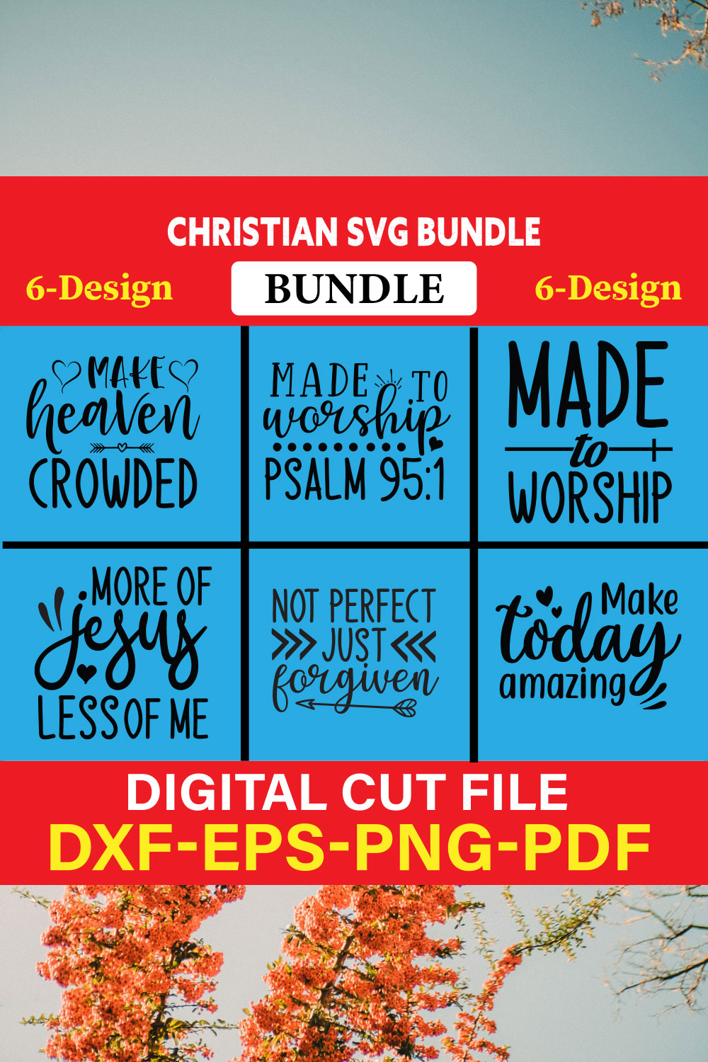 Christian T-shirt Design Bundle Vol-18 pinterest preview image.