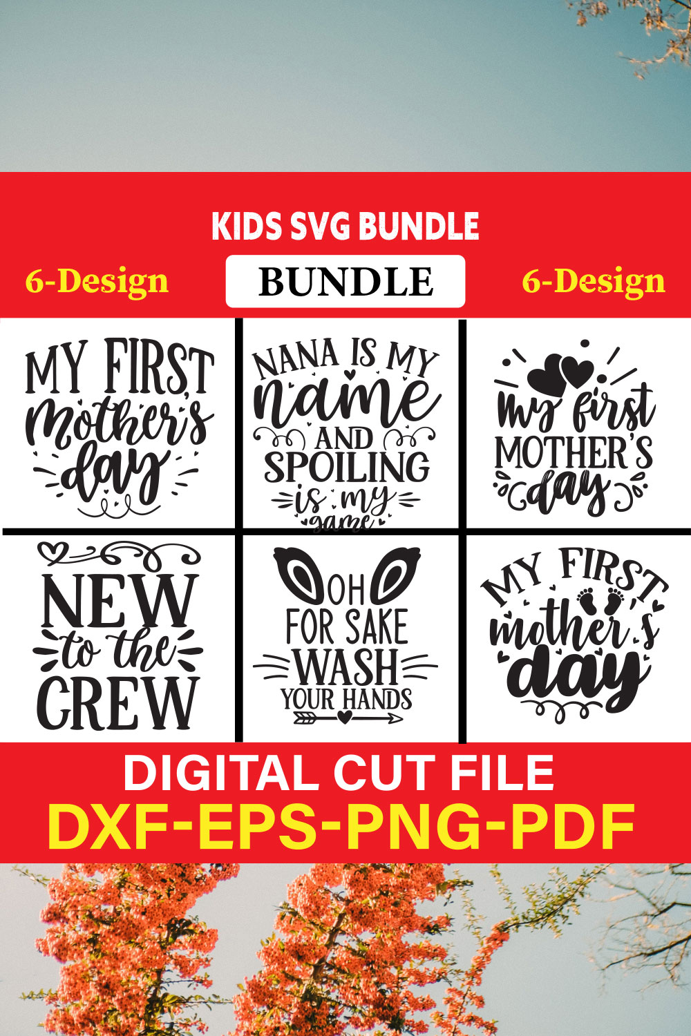 Kids T-shirt Design Bundle Vol-11 pinterest preview image.