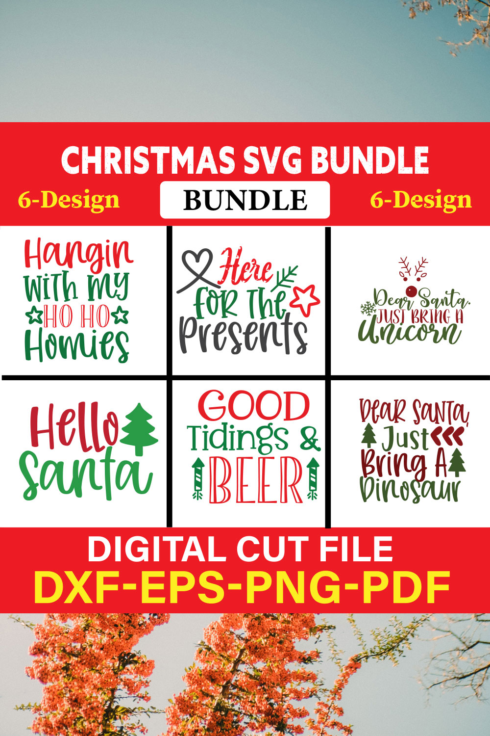 Christmas T-shirt Design Bundle Vol-12 pinterest preview image.