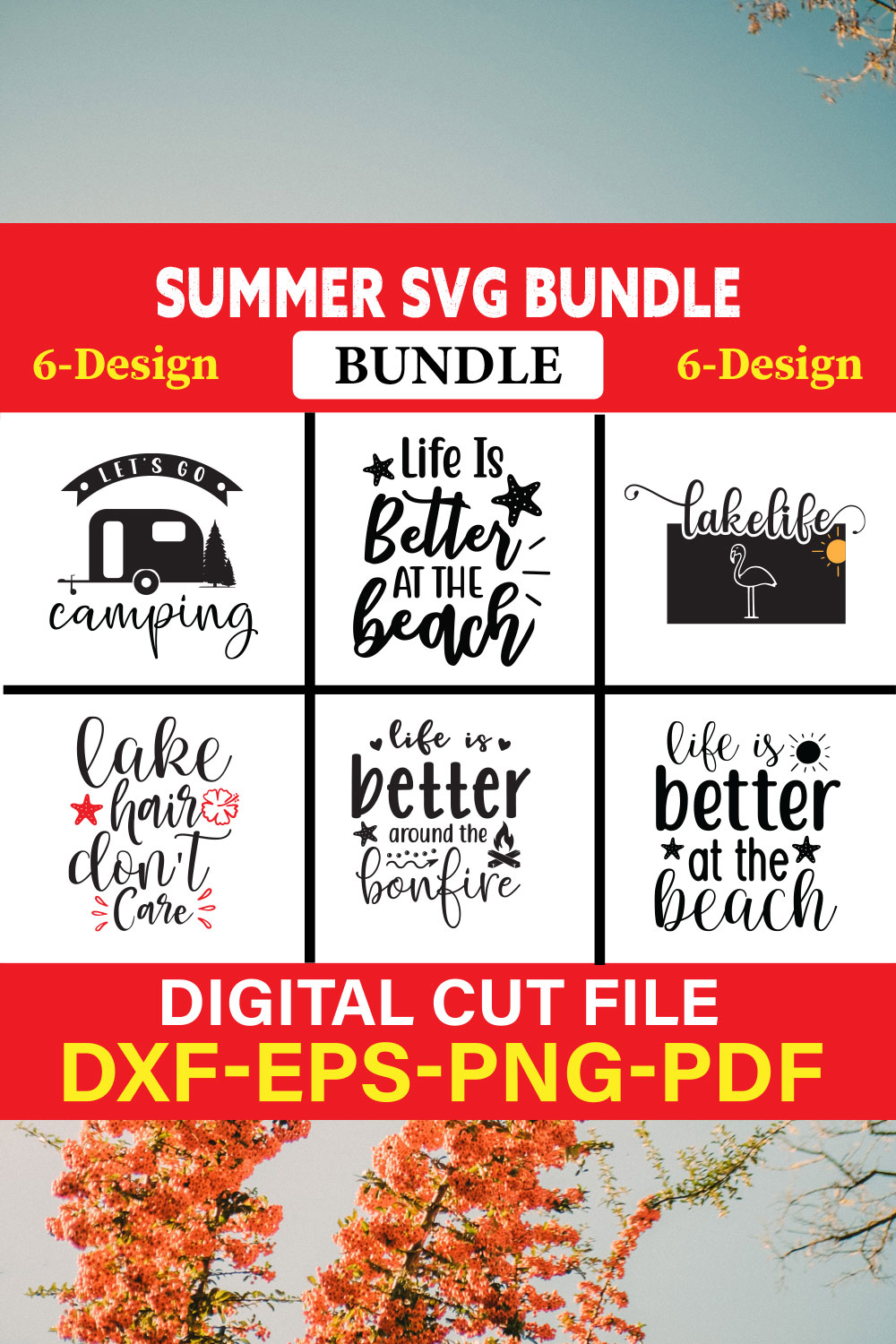 Summer T-shirt Design Bundle Vol-11 pinterest preview image.