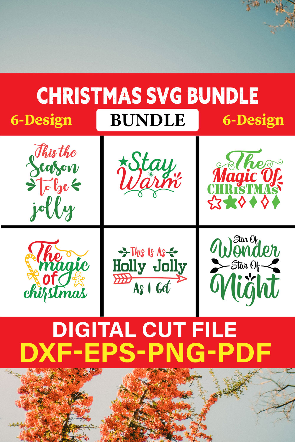 Christmas T-shirt Design Bundle Vol-51 pinterest preview image.