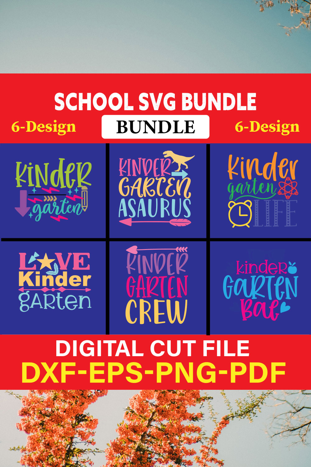 School T-shirt Design Bundle Vol-10 pinterest preview image.