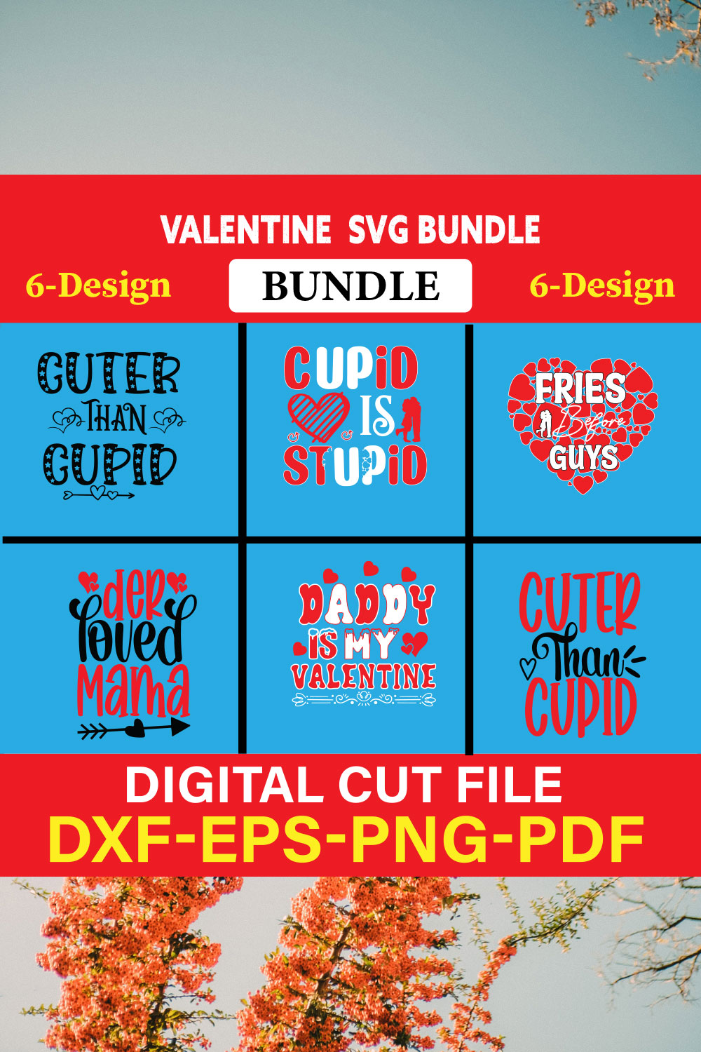 Valentine T-shirt Design Bundle Vol-10 pinterest preview image.