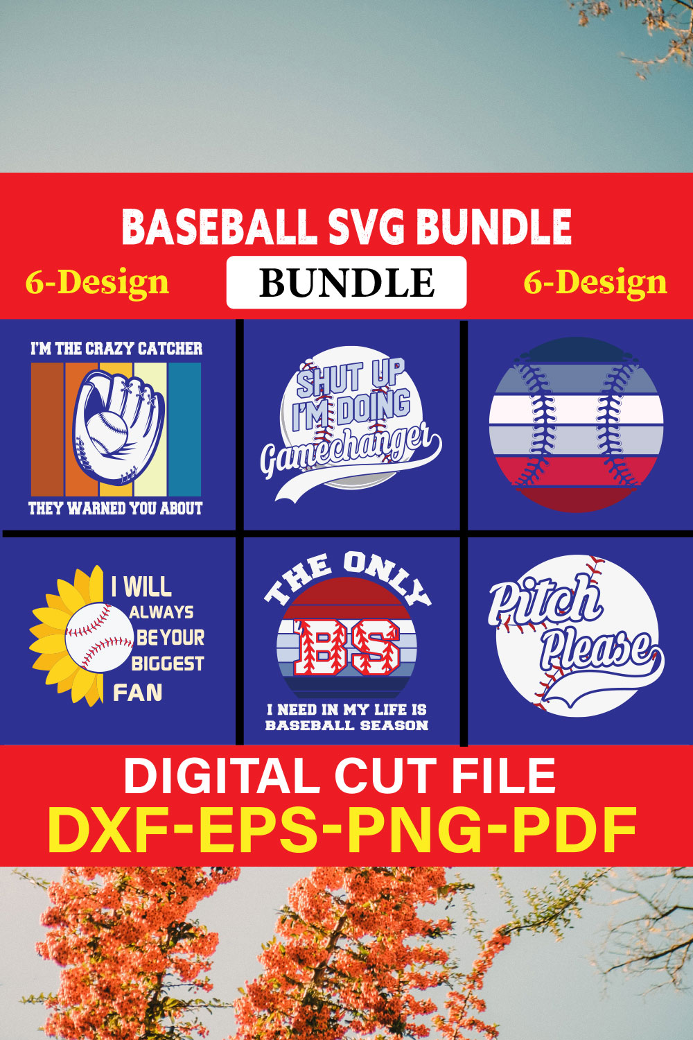 Baseball T-shirt Design Bundle Vol-11 pinterest preview image.