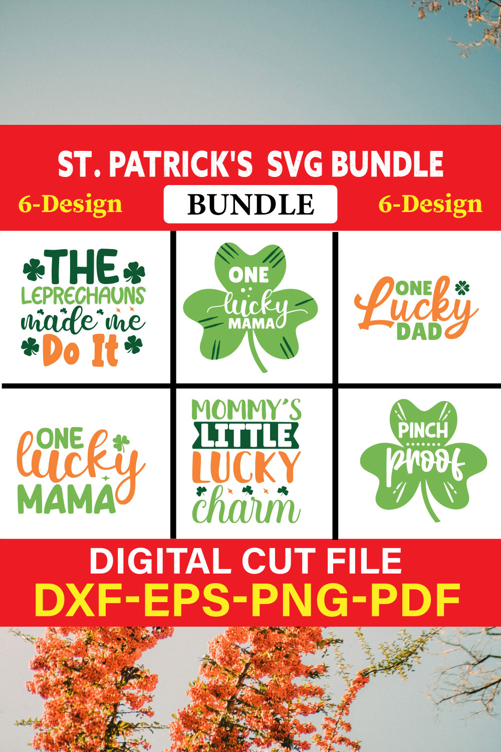 St Patrick's T-shirt Design Bundle Vol-4 pinterest preview image.