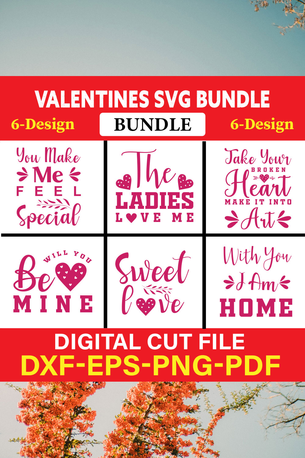 Valentines T-shirt Design Bundle Vol-35 pinterest preview image.