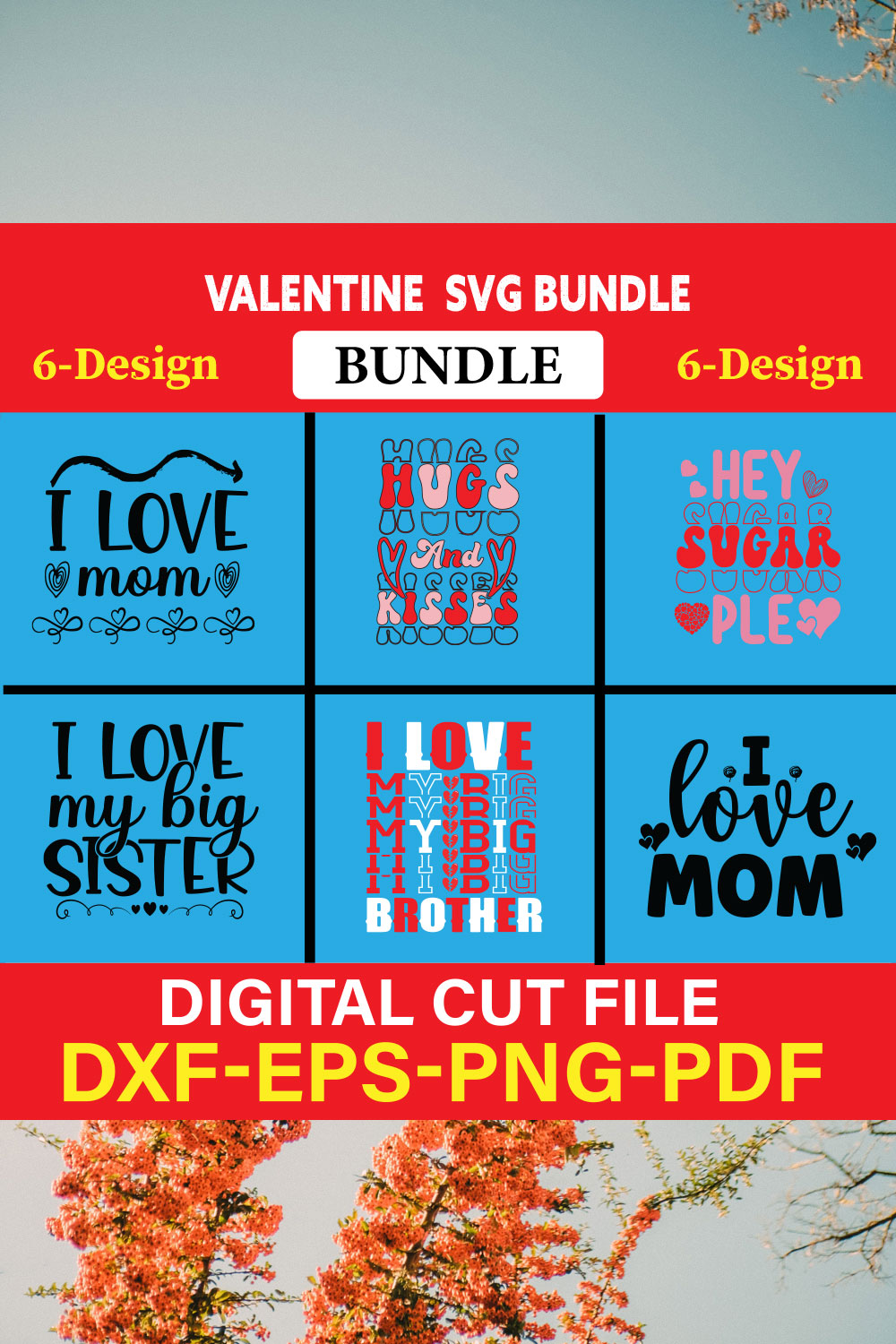 Valentine T-shirt Design Bundle Vol-12 pinterest preview image.