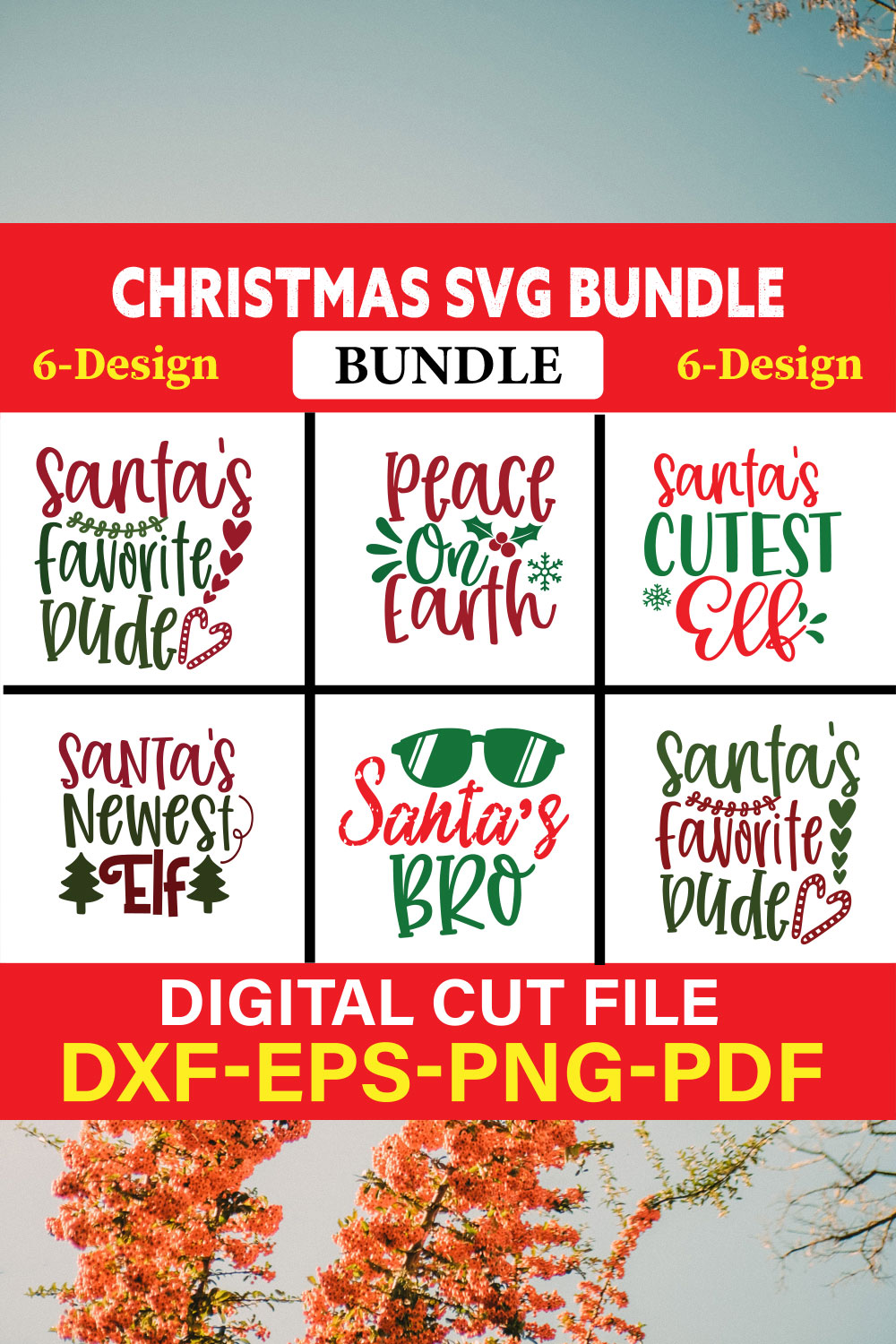 Christmas T-shirt Design Bundle Vol-15 pinterest preview image.