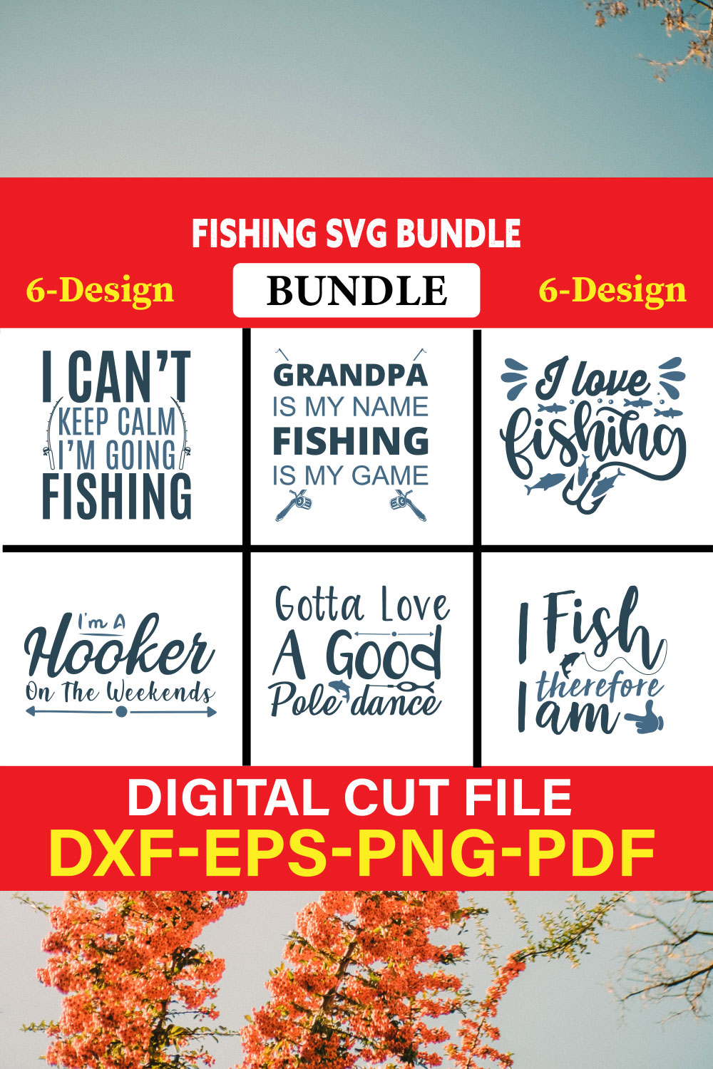 Fishing T-shirt Design Bundle Vol-3 pinterest preview image.