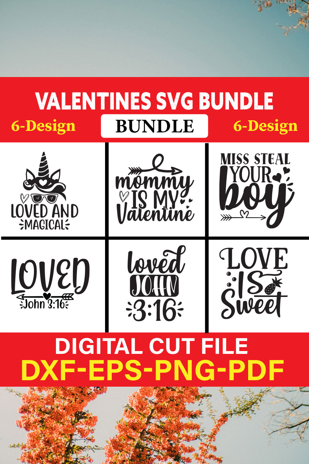 Valentines T-shirt Design Bundle Vol-28 pinterest preview image.