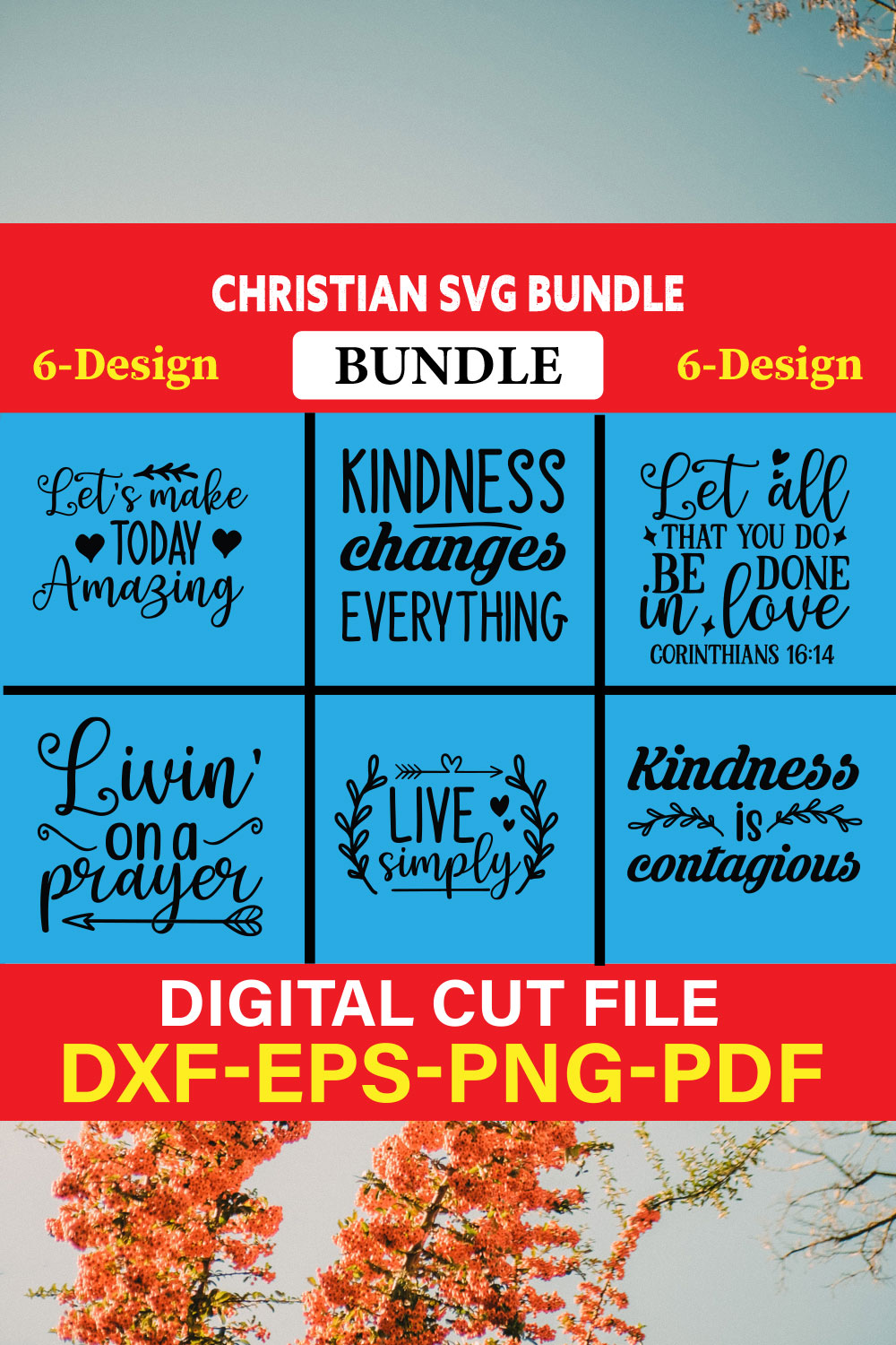 Christian T-shirt Design Bundle Vol-15 pinterest preview image.