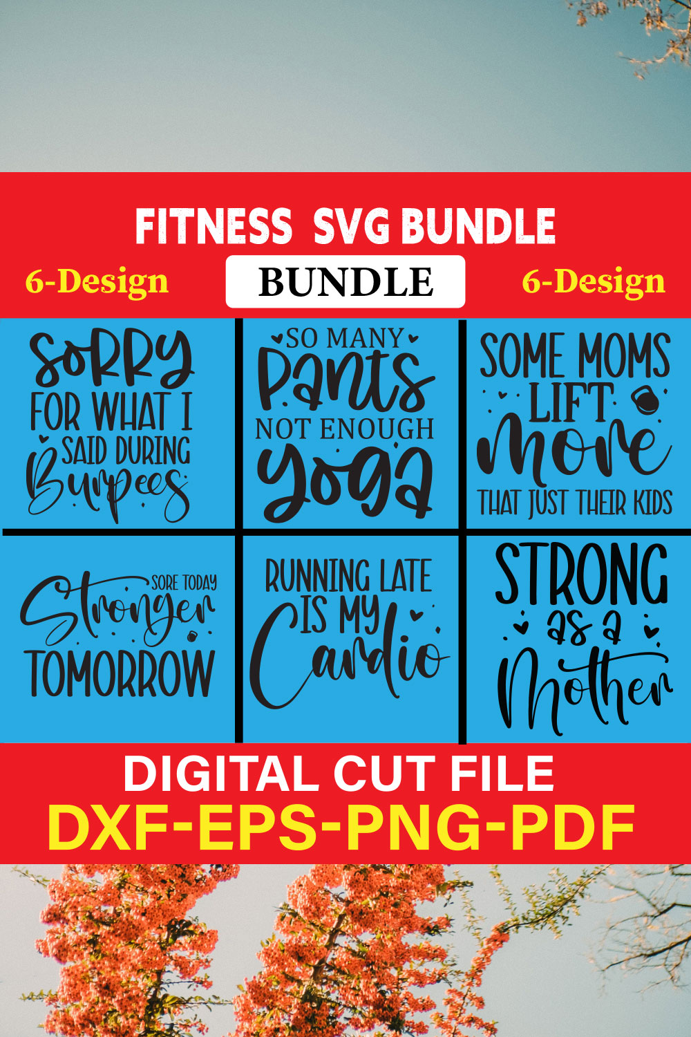 Fitness T-shirt Design Bundle Vol-3 pinterest preview image.