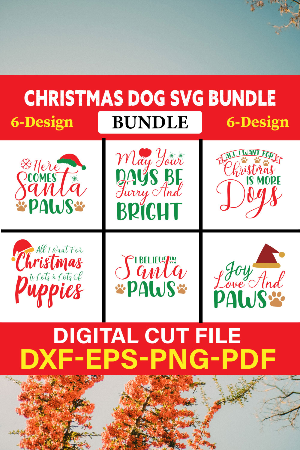 Pet Christmas Svg Bundle, Dog Christmas Svg, Dog Christmas Clipart, Christmas svg vol-02 pinterest preview image.