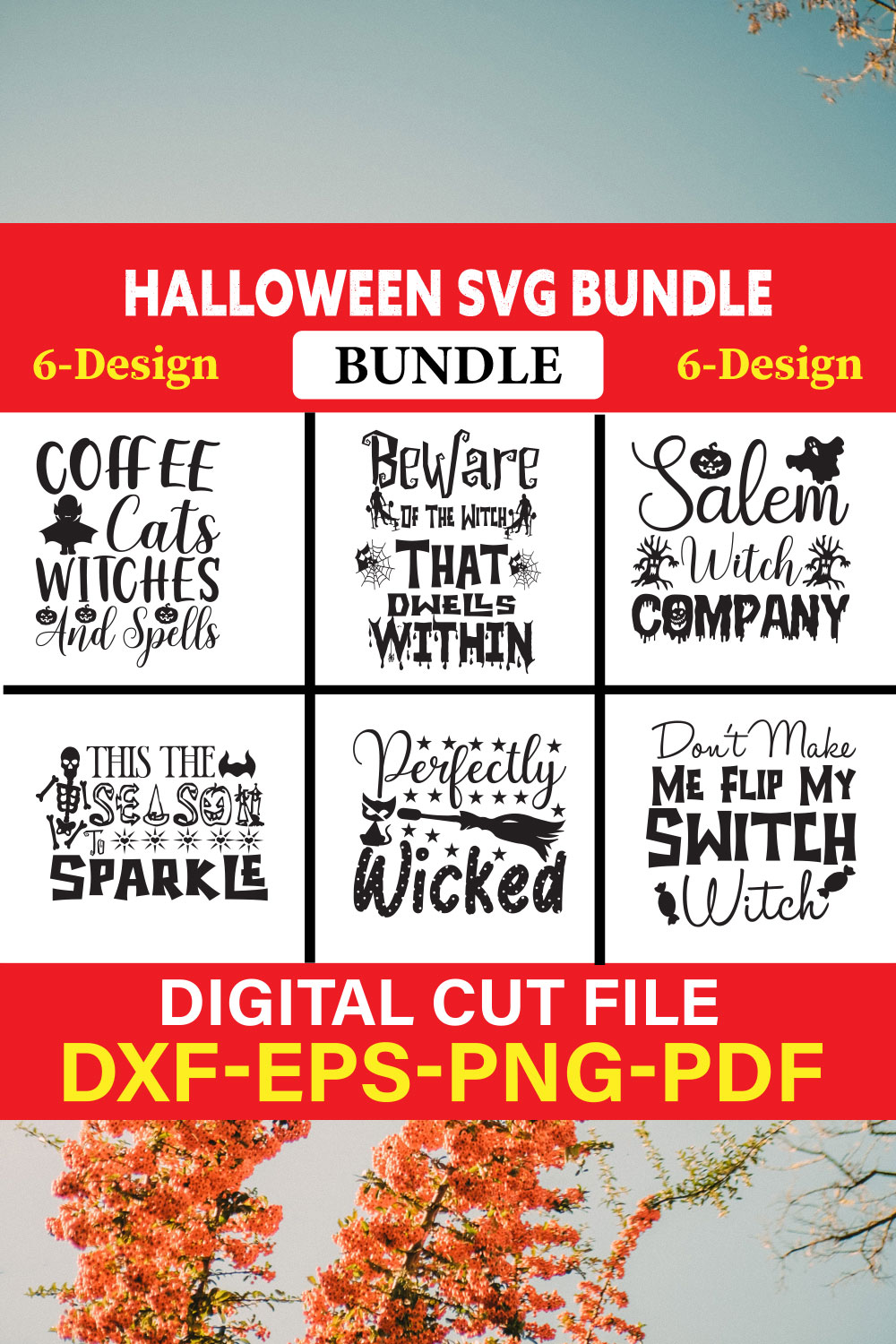 Halloween T-shirt Design Bundle Vol-11 pinterest preview image.