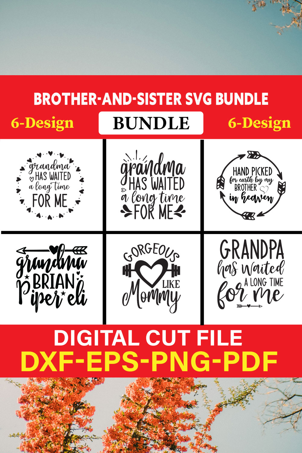 Brother-and-Sister T-shirt Design Bundle Vol-7 pinterest preview image.