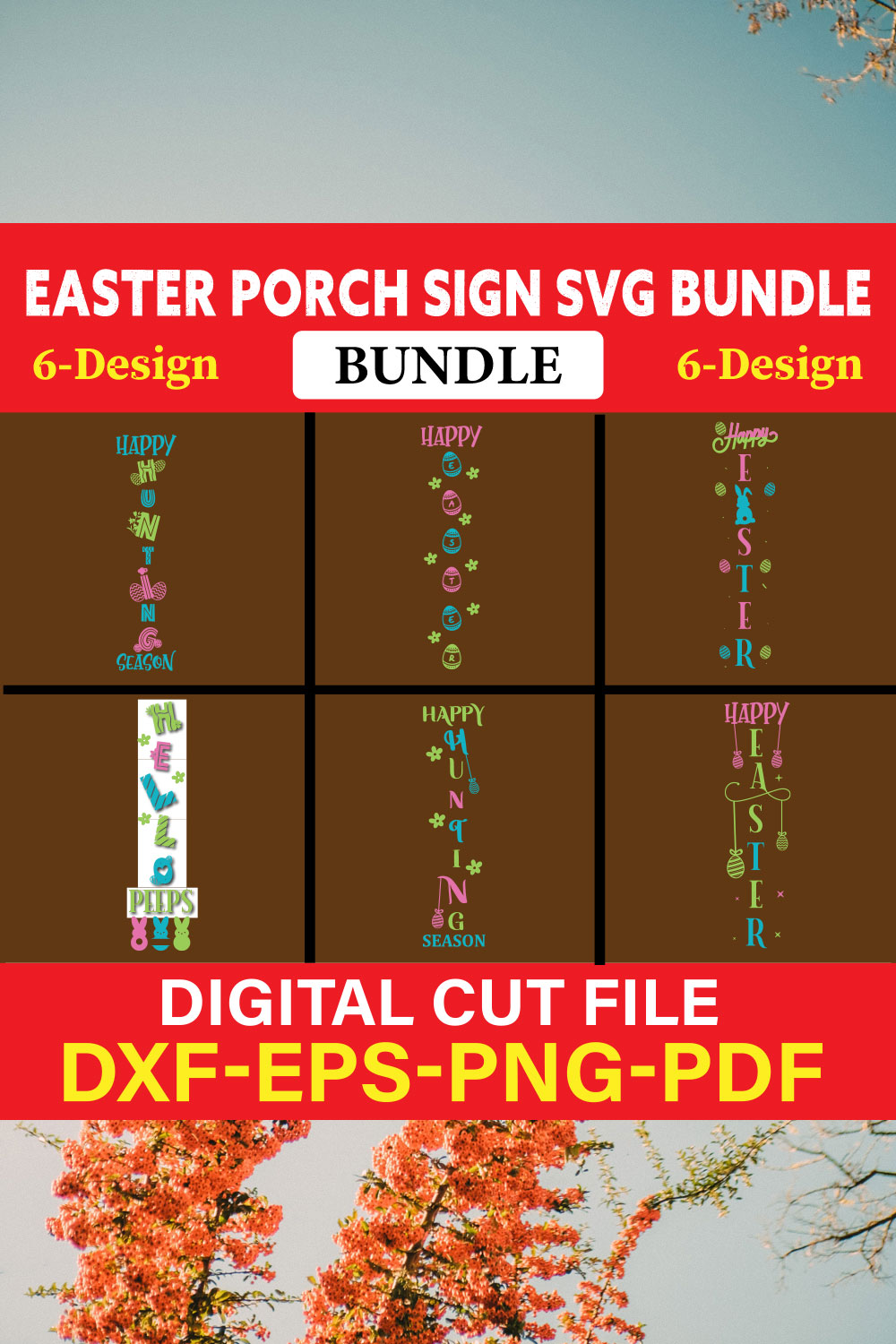 Easter Porch Sign T-shirt Design Bundle Vol-2 pinterest preview image.