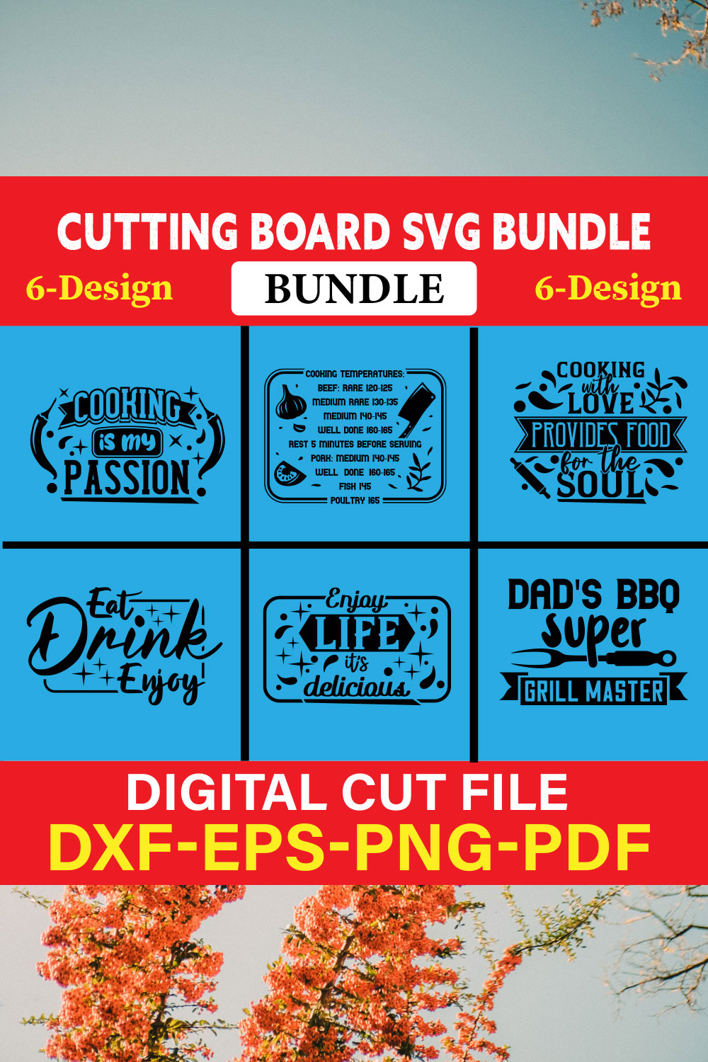 Cutting Board T-shirt Design Bundle Vol-2 pinterest preview image.