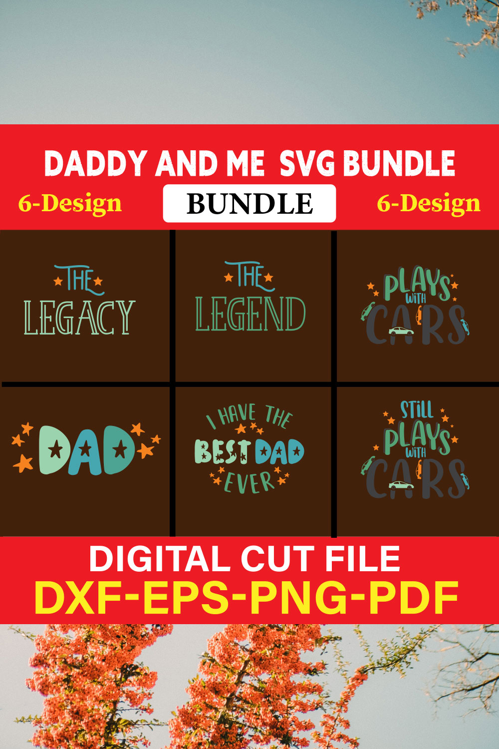 Daddy And Me T-shirt Design Bundle Vol-6 pinterest preview image.