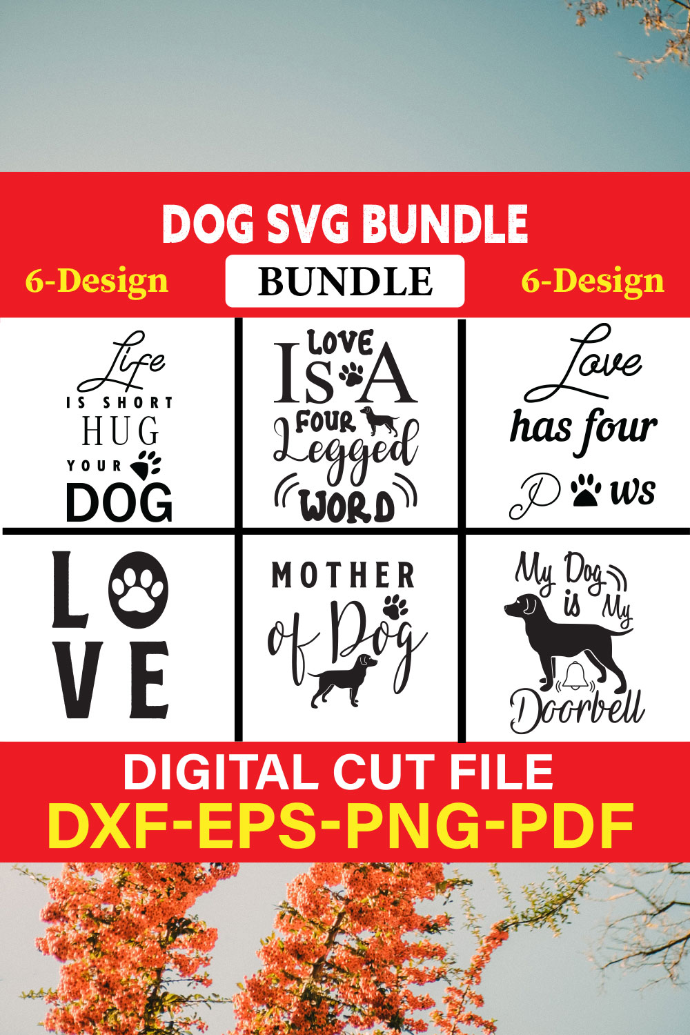 Dog T-shirt Design Bundle Vol-20 pinterest preview image.