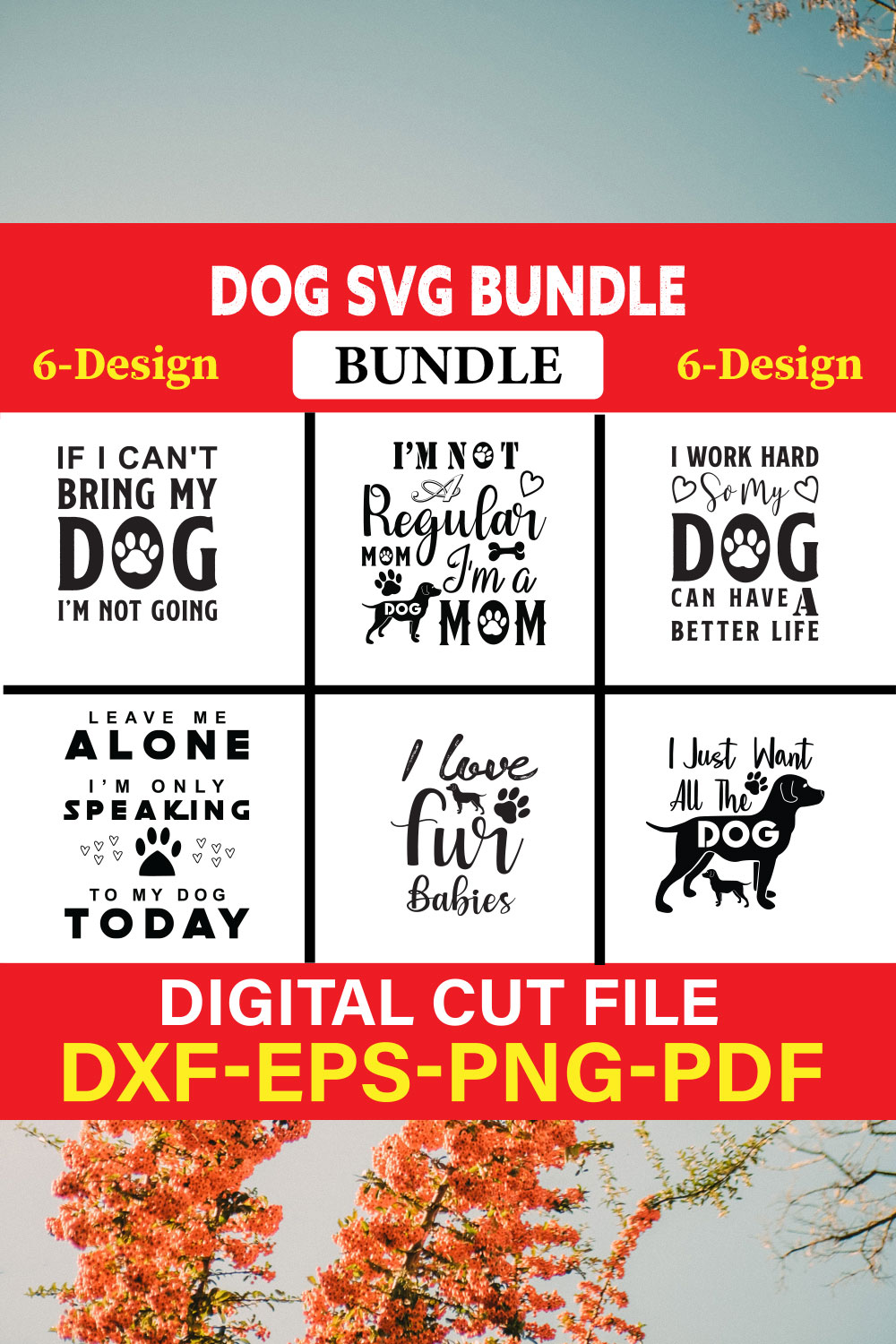 Dog T-shirt Design Bundle Vol-19 pinterest preview image.