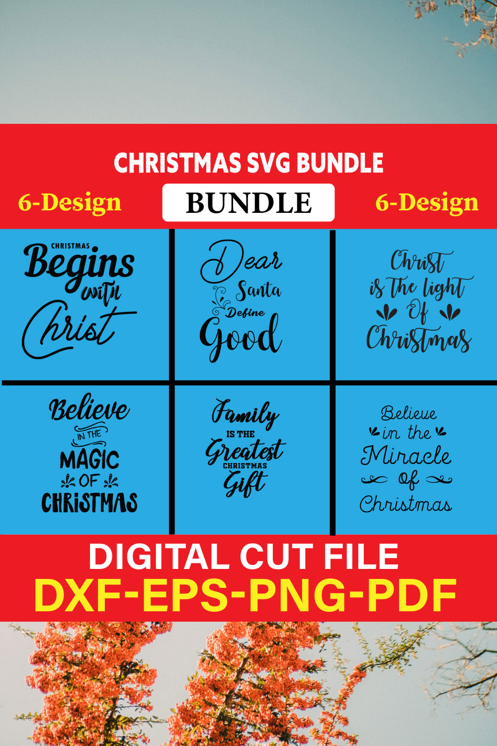 Christmas T-shirt Design Bundle Vol-1 pinterest preview image.