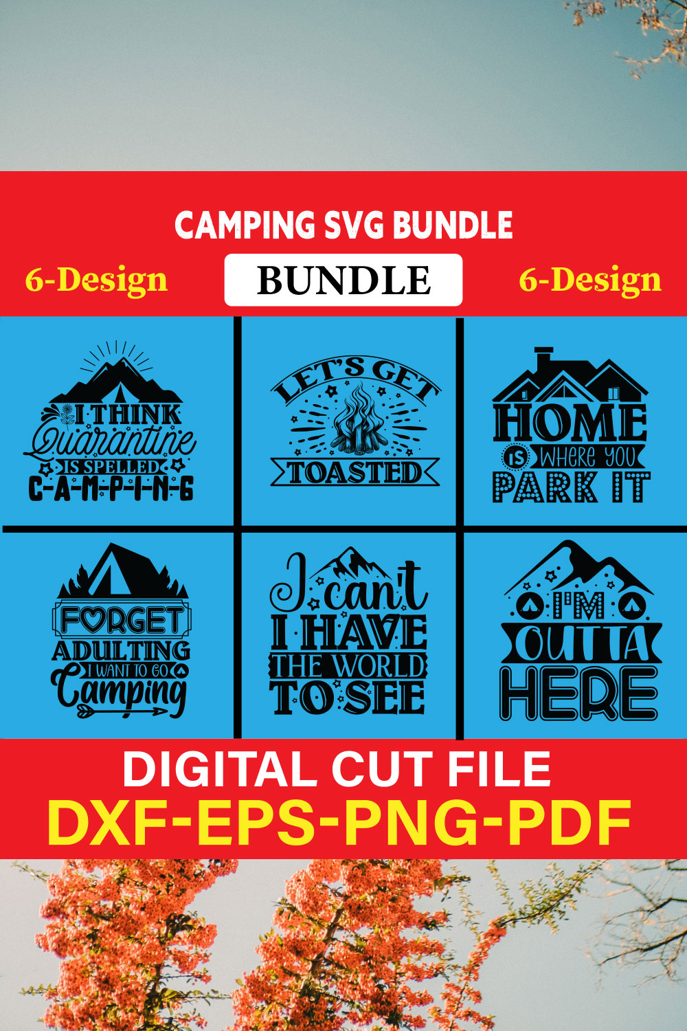 Camping T-shirt Design Bundle Vol-2 pinterest preview image.