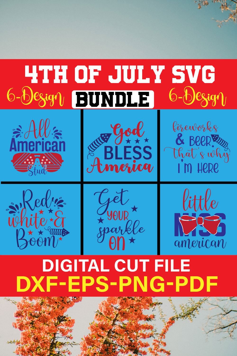 4th of July SVG Bundle Vol-4 pinterest preview image.