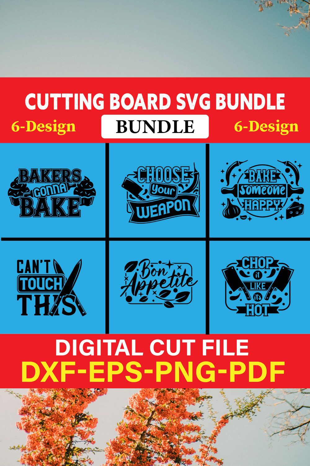 Cutting Board T-shirt Design Bundle Vol-1 pinterest preview image.