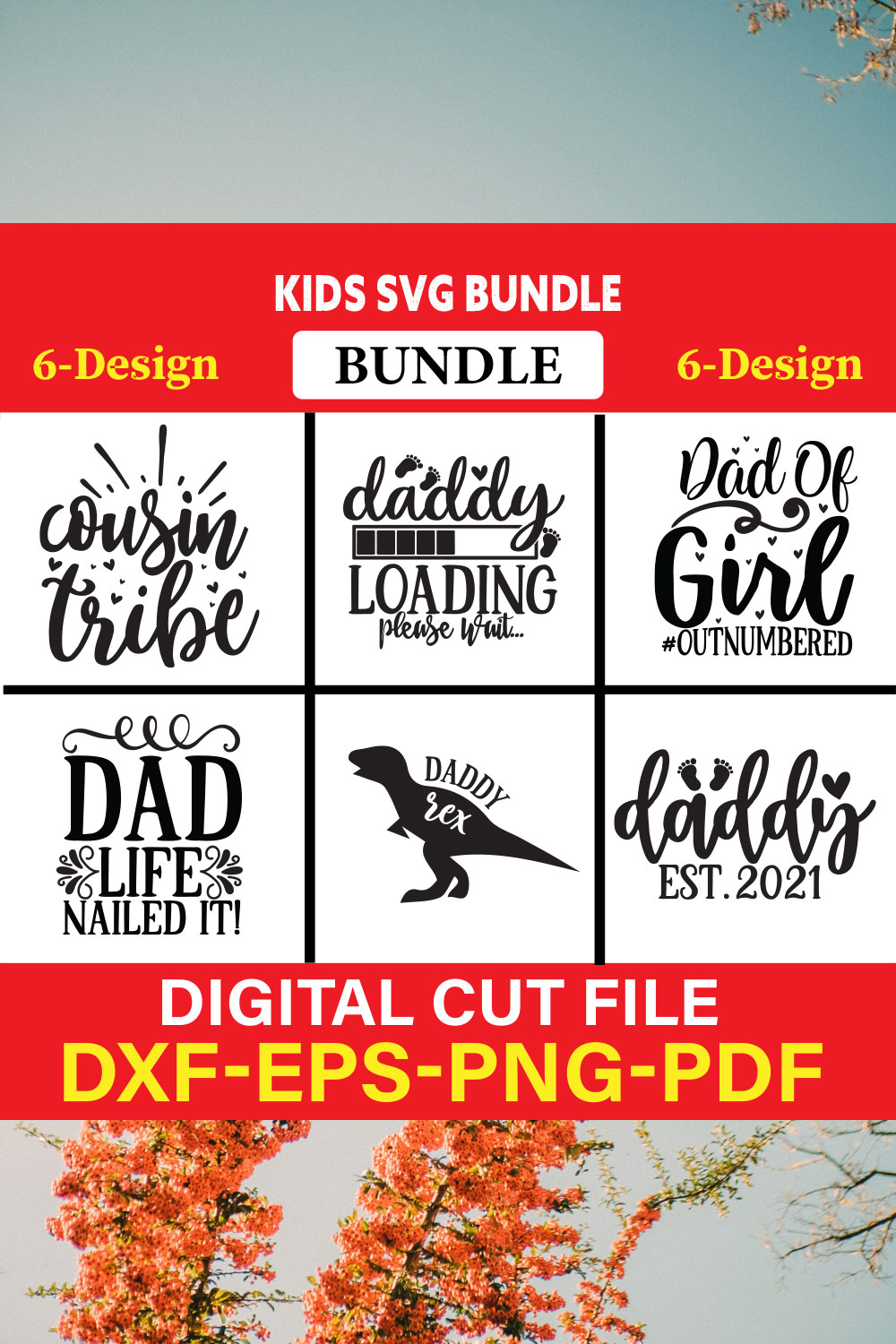 Kids T-shirt Design Bundle Vol-3 pinterest preview image.