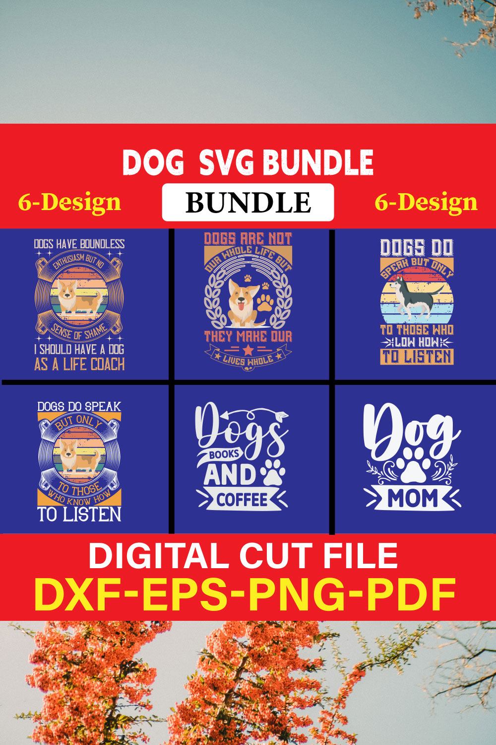 Dog T-shirt Design Bundle Vol-2 pinterest preview image.