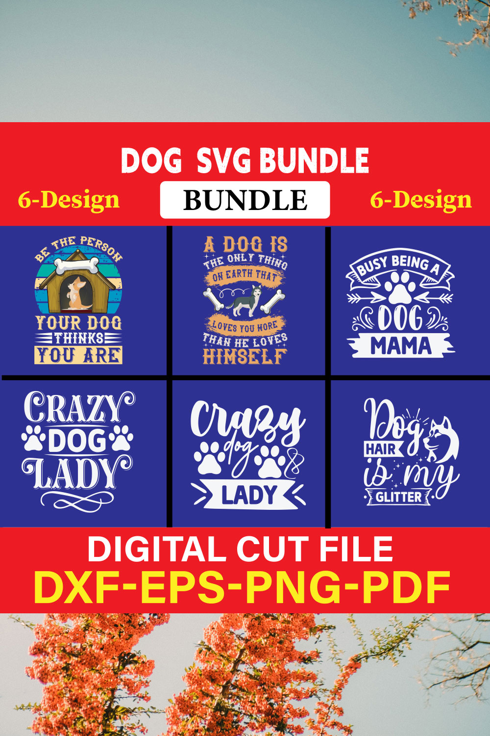 Dog T-shirt Design Bundle Vol-1 pinterest preview image.