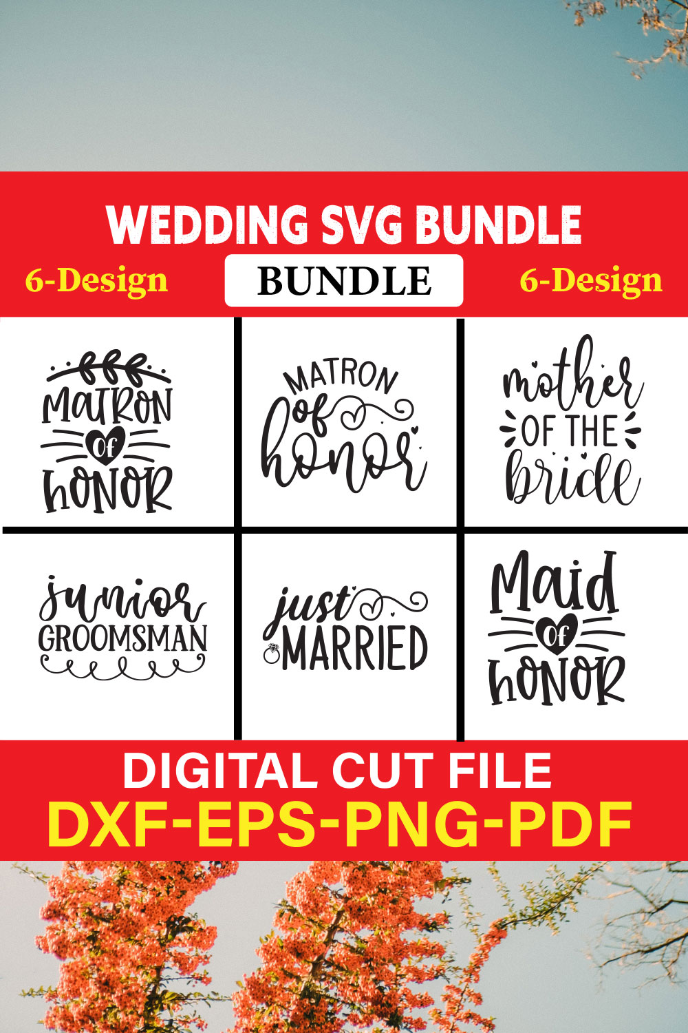 Wedding T-shirt Design Bundle Vol-7 pinterest preview image.