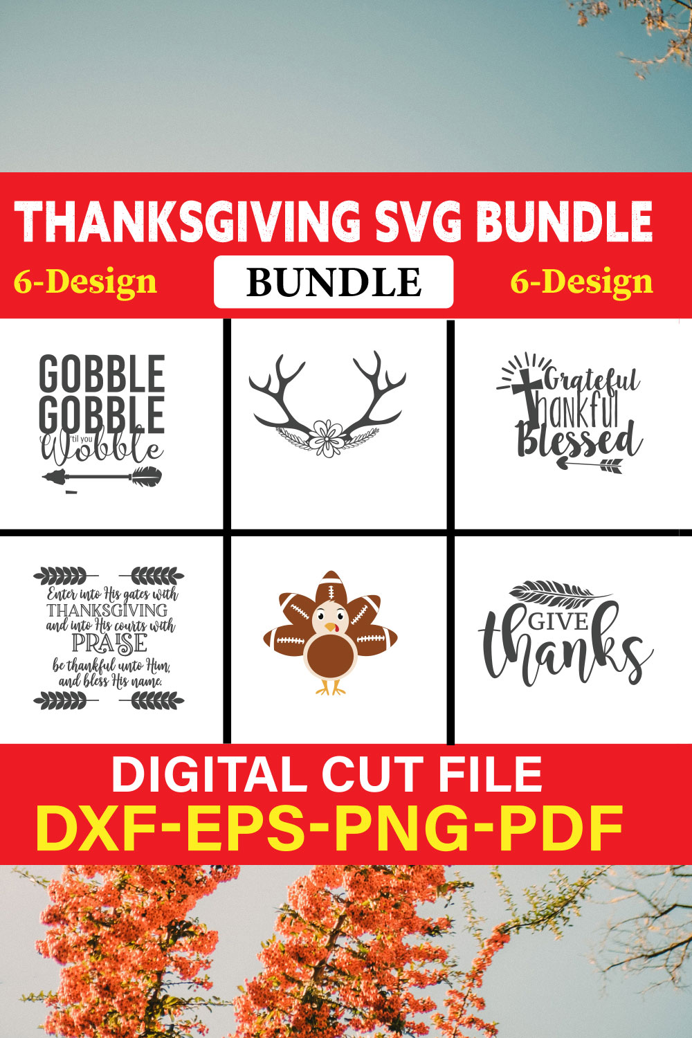 Thanksgiving T-shirt Design Bundle Vol-2 pinterest preview image.