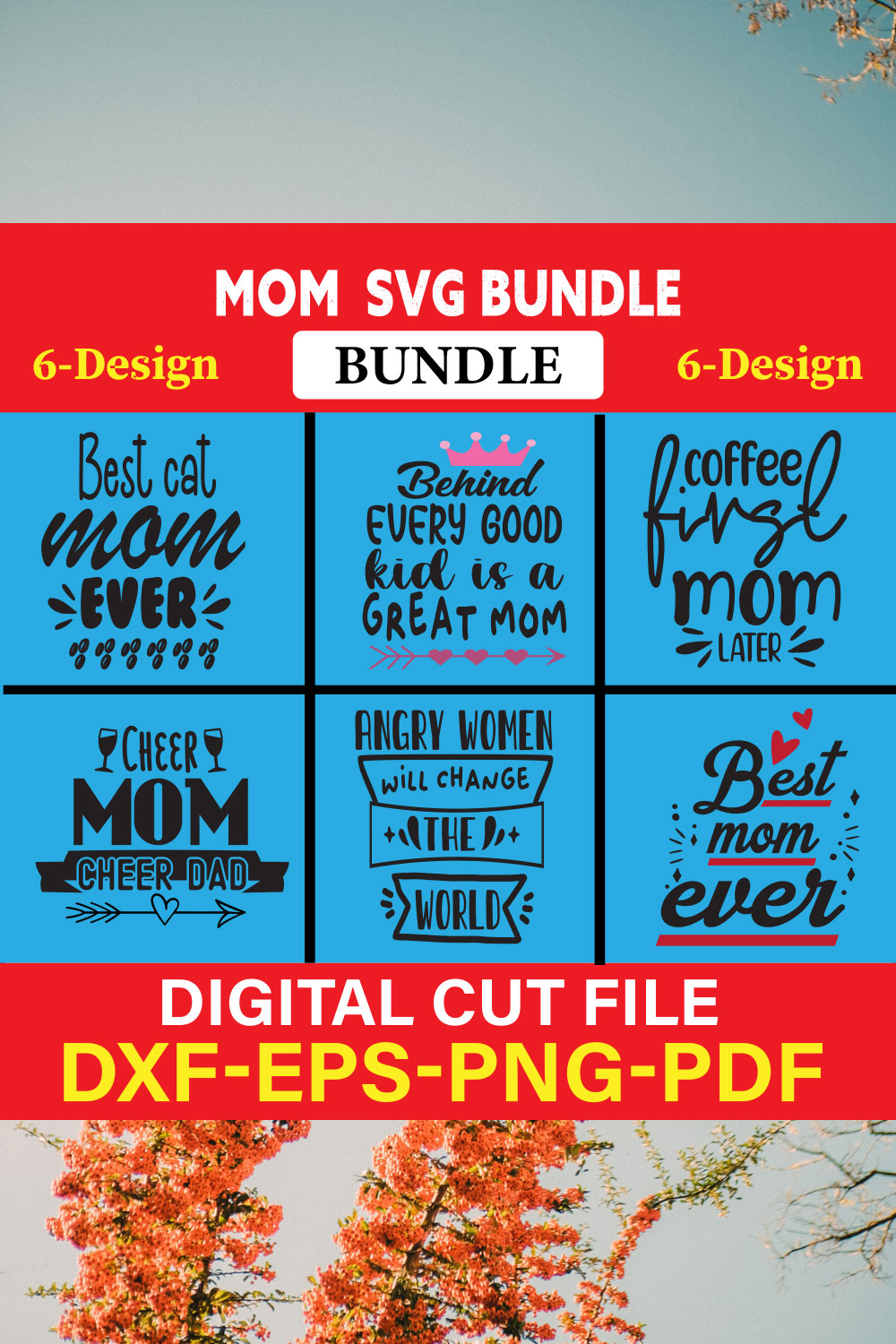 Mom T-shirt Design Bundle Vol-1 pinterest preview image.